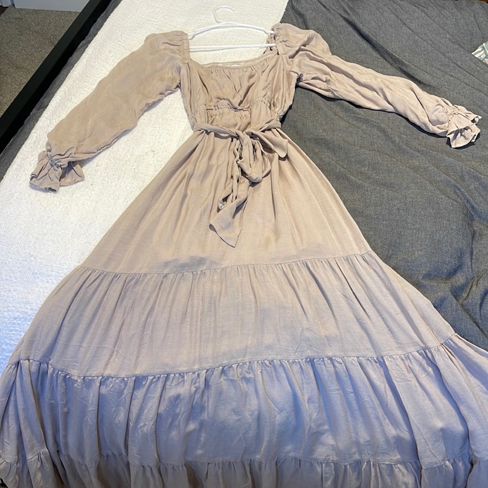 Baltic Born Mauve/Taupe Long Sleeve Midi Dress